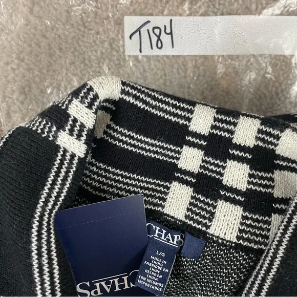 Chaps Sweater Jacket Women Large Black Plaid Asymmetrical Zip NWT T184 - Picture 12 of 12
